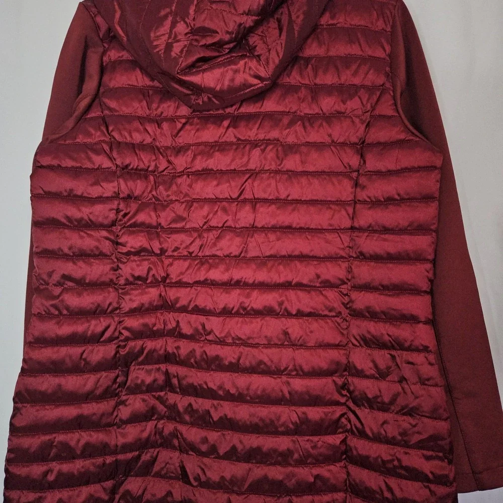 Laurier & Co Montreal Hybrid Puffer Jacket Womens M Burgundy‎ NEW Hooded